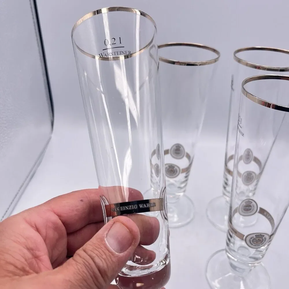 Vintage German 8” .2L Warsteiner pilsner Glasses
